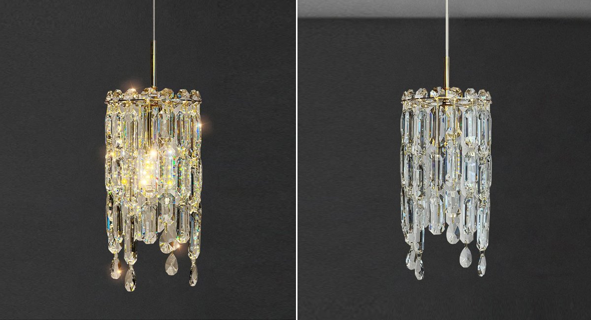 Elf Pendant Light-Small Luxury Crystal Single Pendant Light For Dining Room-Real Shot