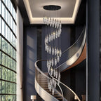 large hallway black chandelier