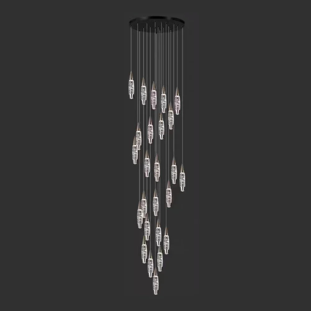 25 lights black staircase chandelier