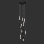 12 lights black staircase chandelier