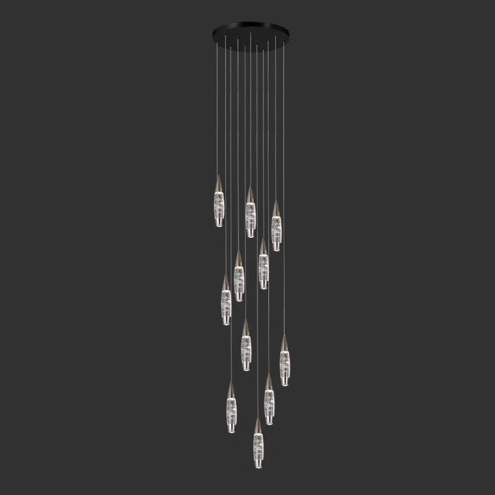 12 lights black staircase chandelier