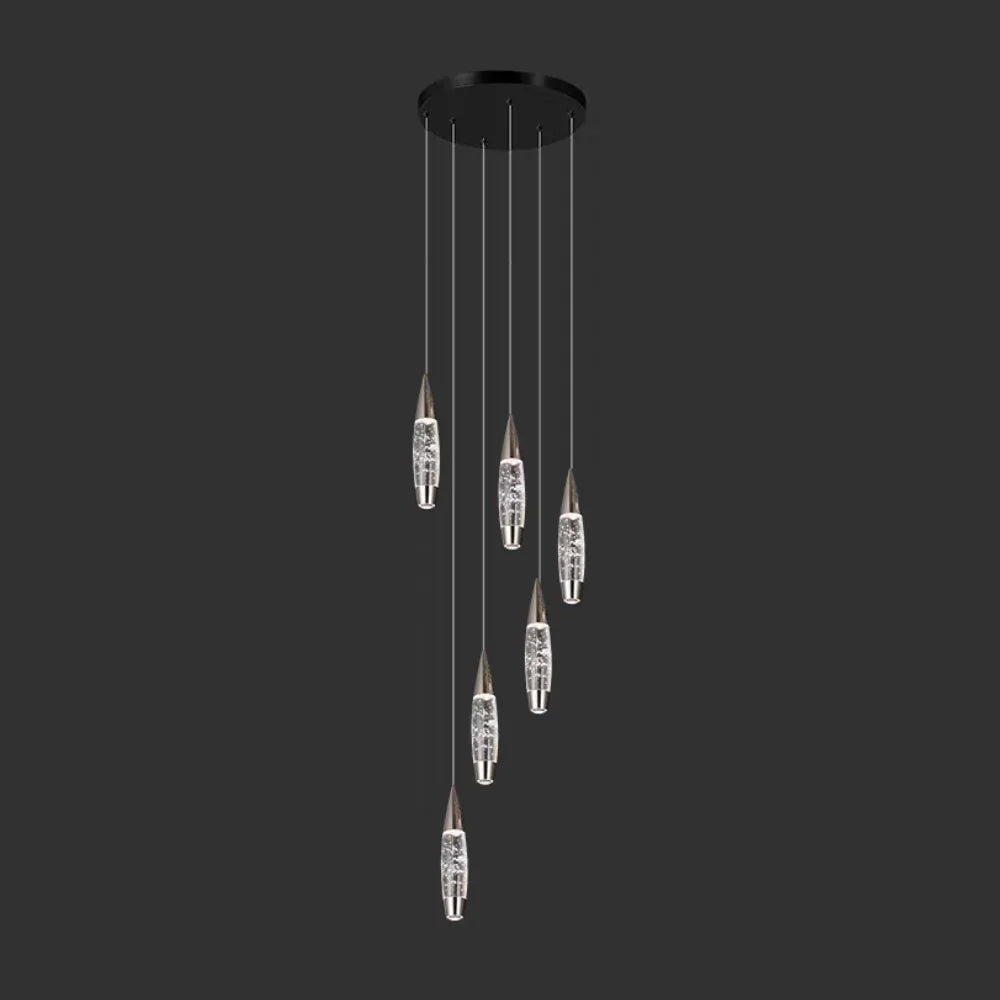 6 lights black staircase chandelier