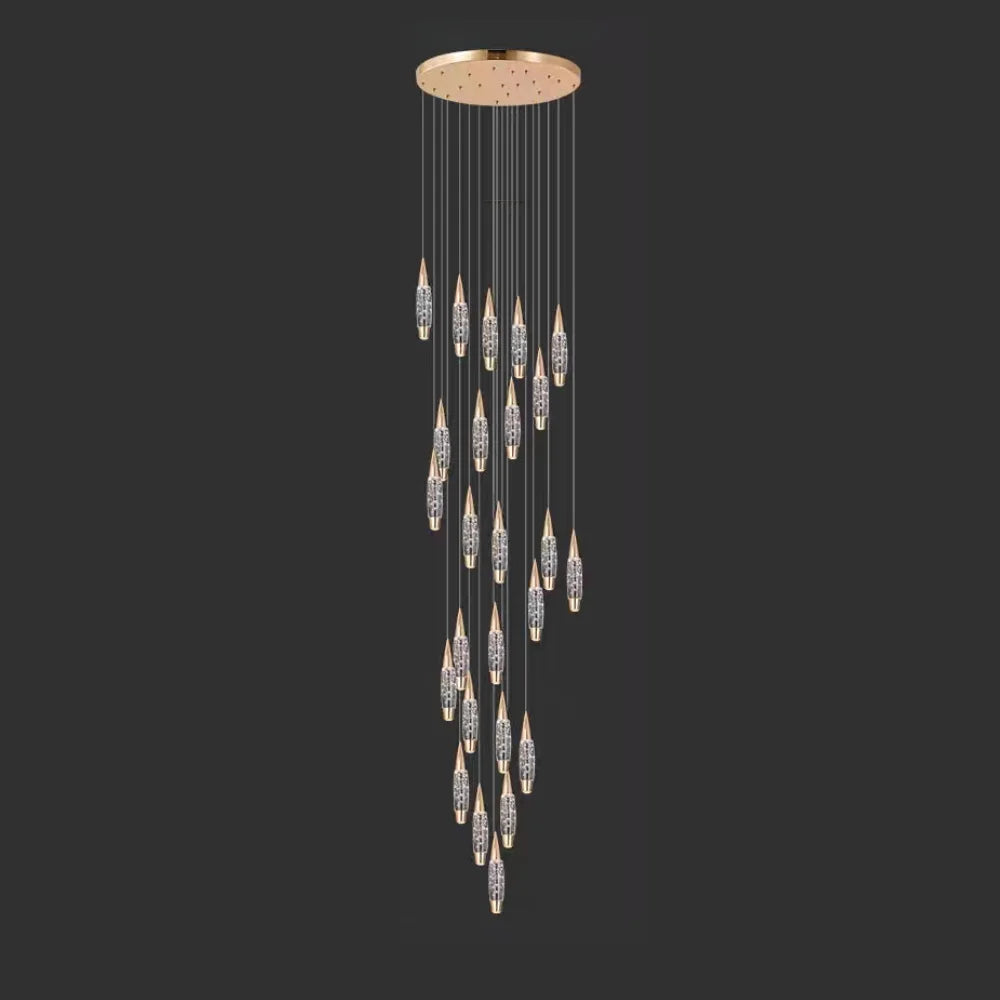 25 lights gold staircase chandelier