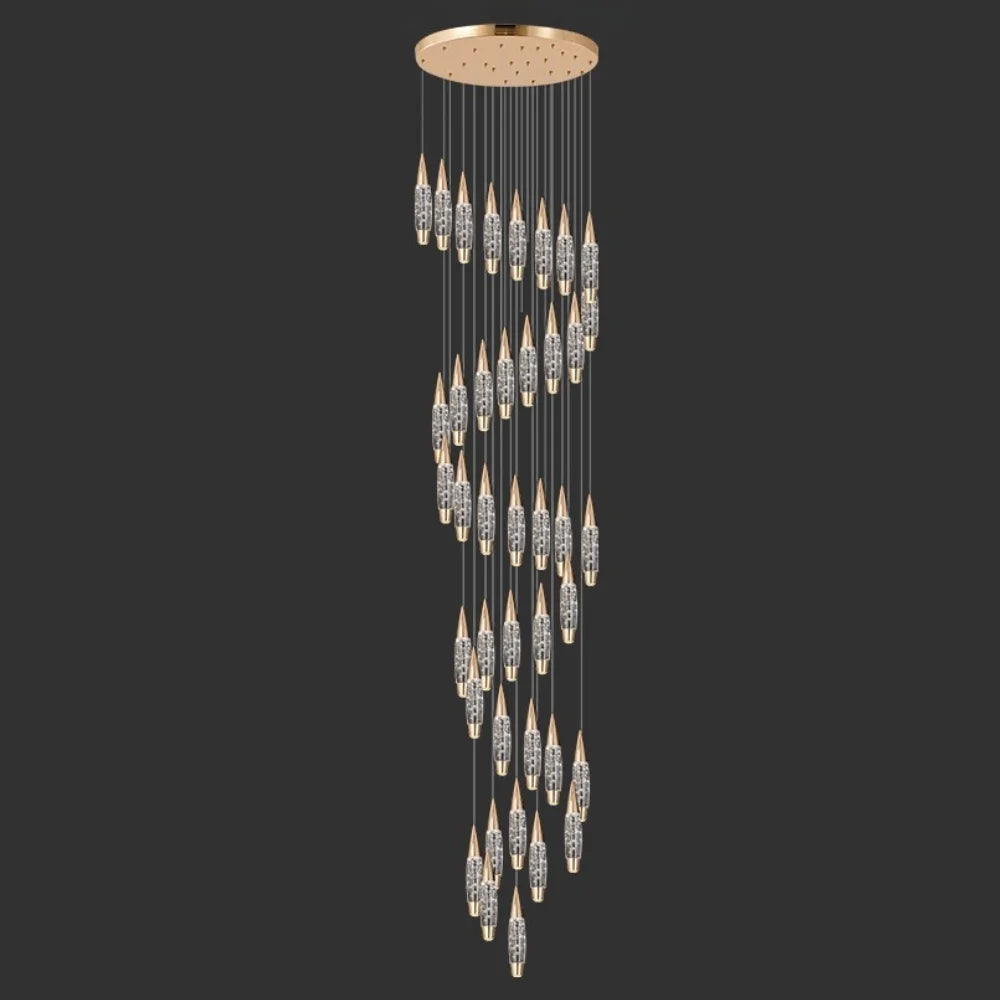 40 lights gold staircase chandelier
