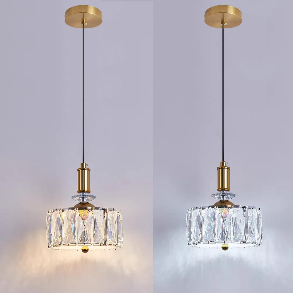 gold led crystal pendant lamp
