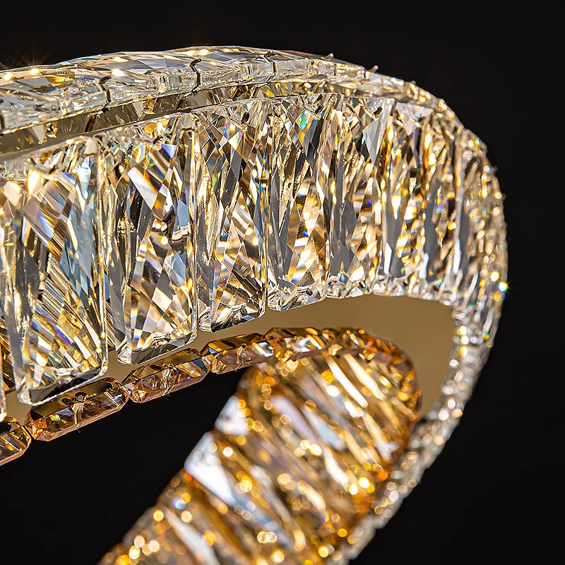 Elva Pendant Light-Modern Gold Crystal Light Fixtures For Dining Room-Crystal Detail