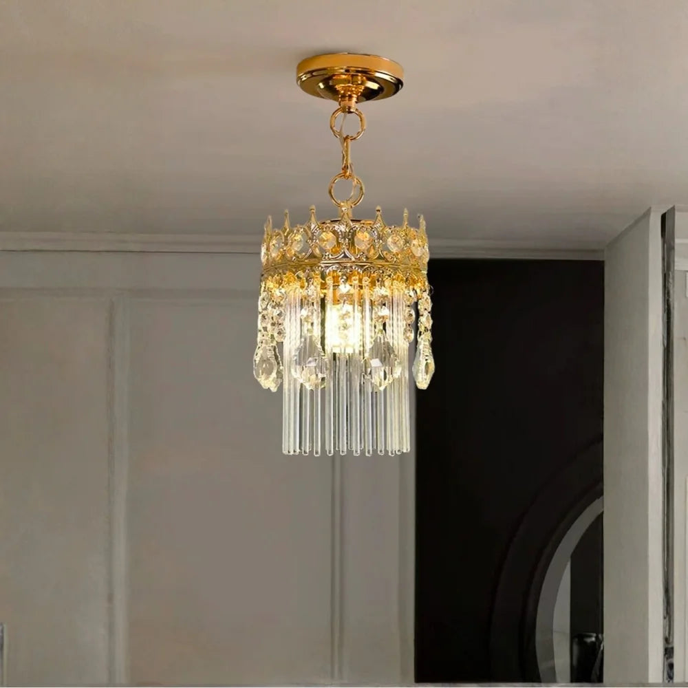 small crown crystal hanging light