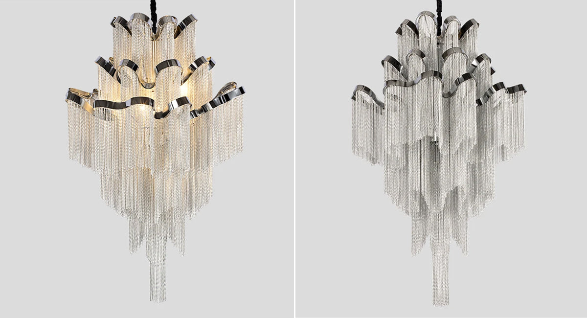 Elysian Chandelier_Modern Luxury Living Room Tassel Lighting Fixture Real Shot