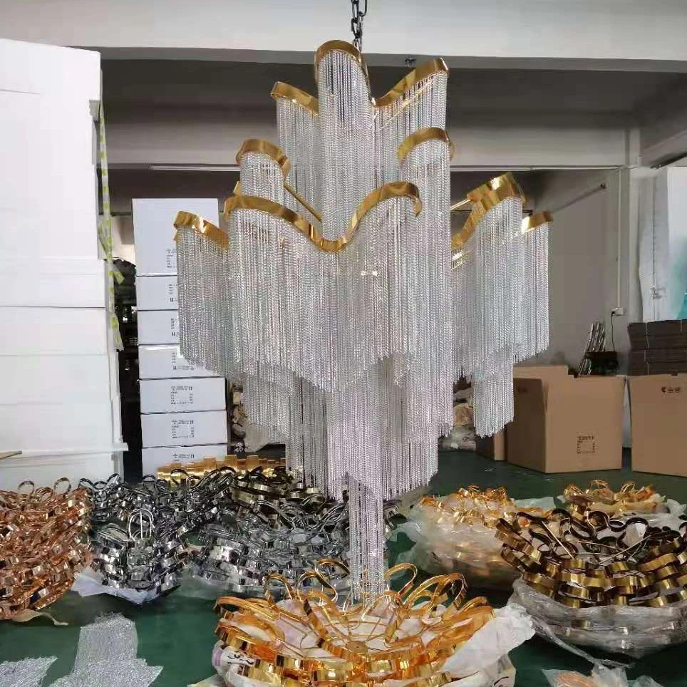 Elysian Chandelier_Modern Luxury Living Room Gold Tassel Lighting Fixture