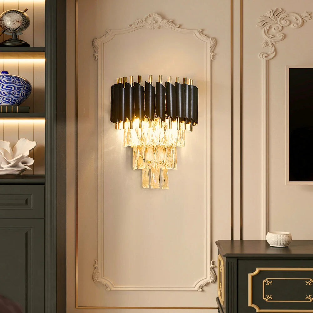 Black crystal wall lamp