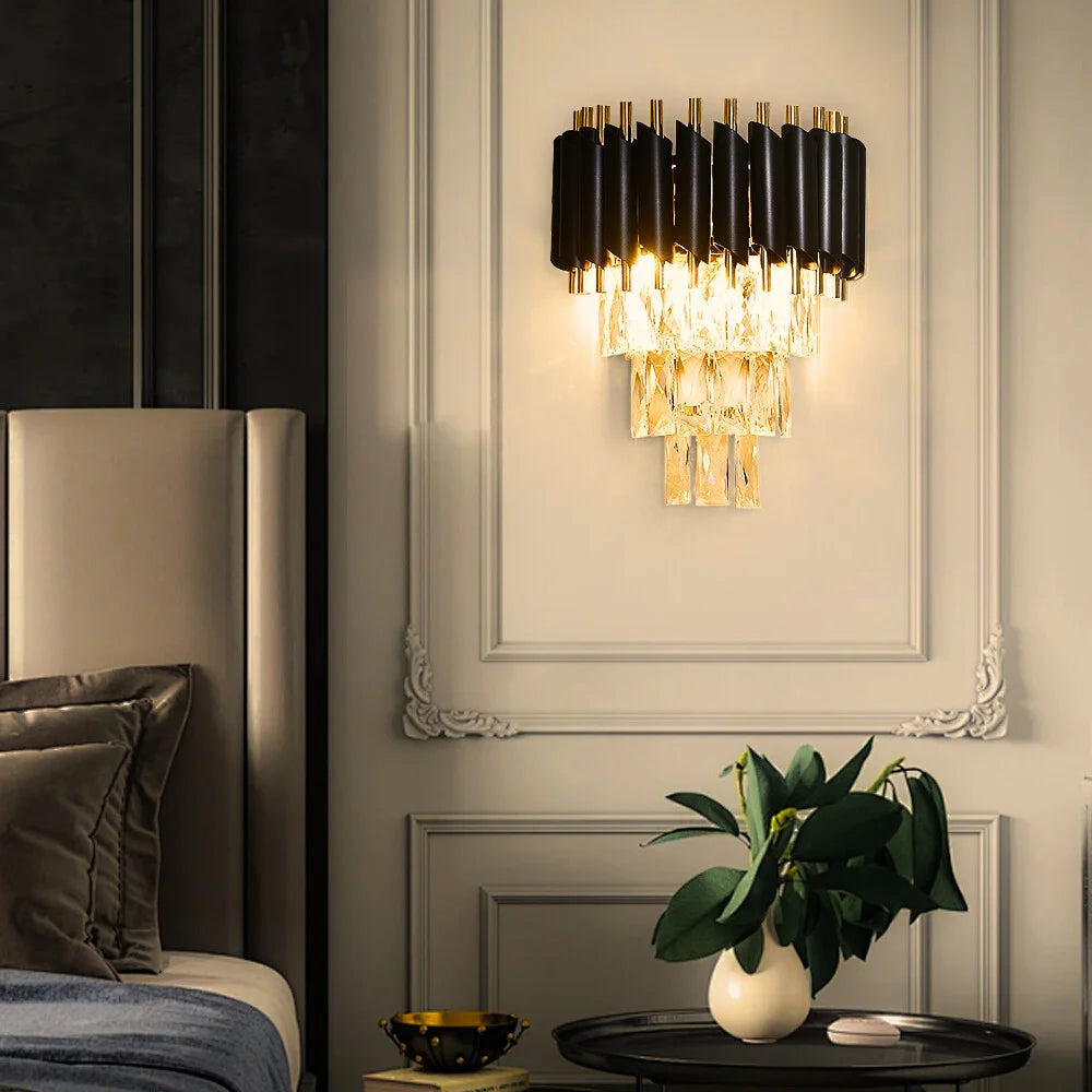 Black crystal wall lamp