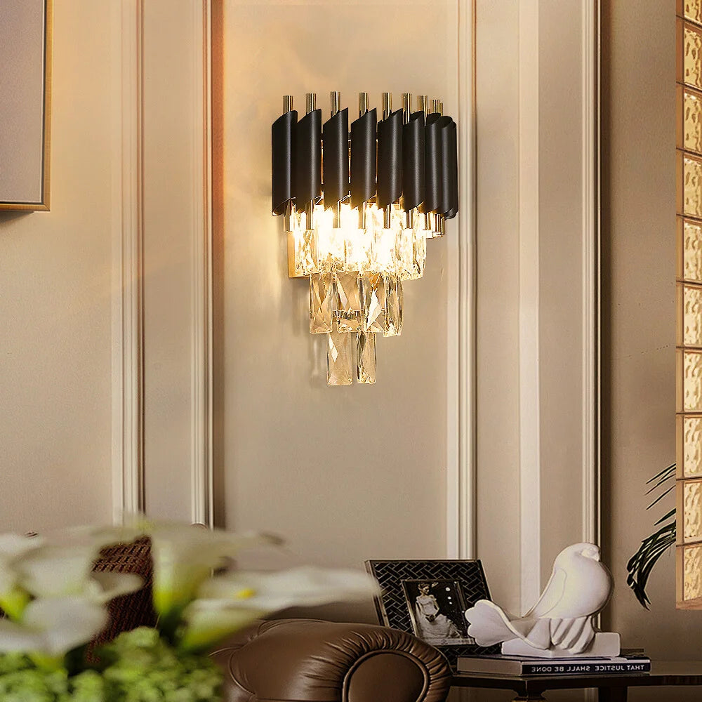 Black crystal wall lamp