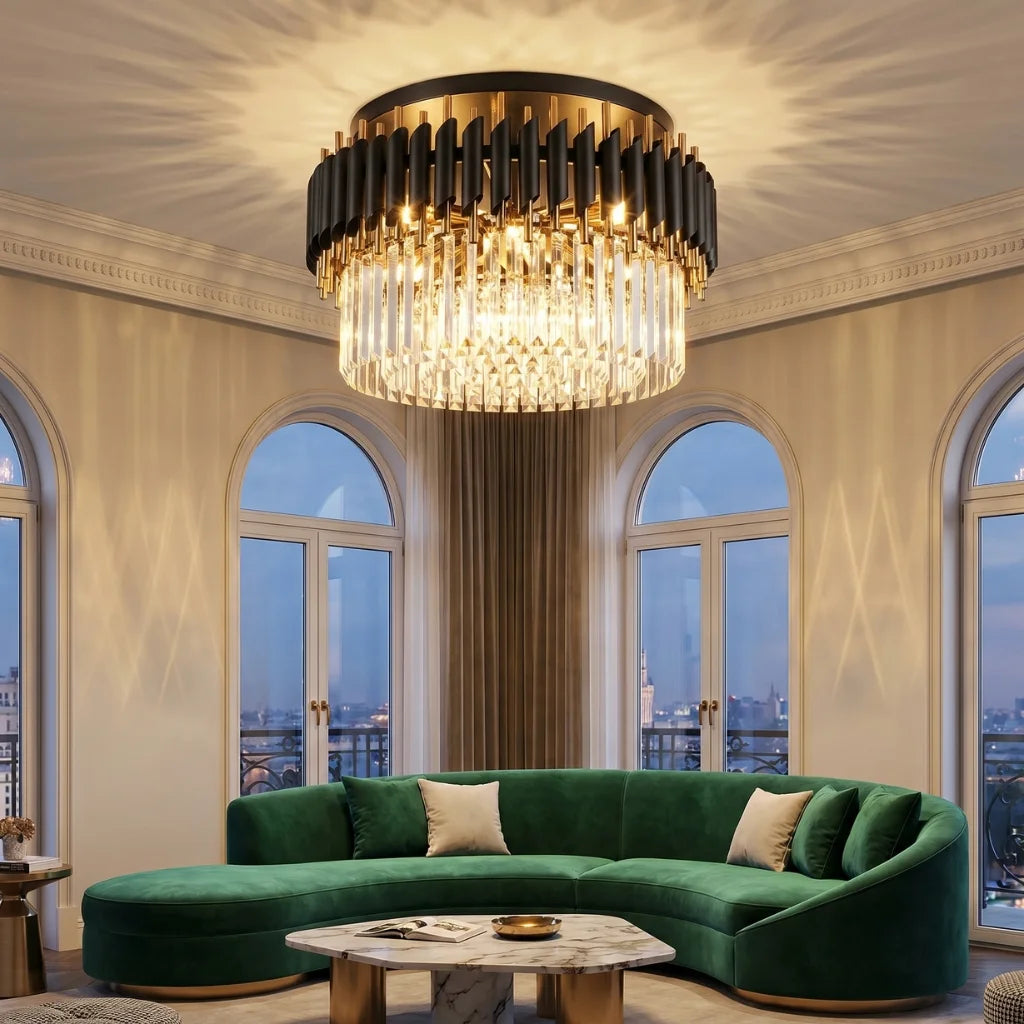 Black and gold ceiling chandelier