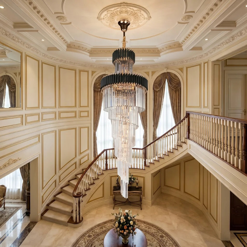 chandelier modern staircase