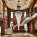 chandelier staircase modern