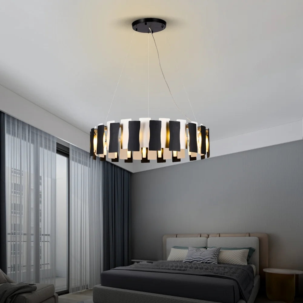 black and white hanging lamp