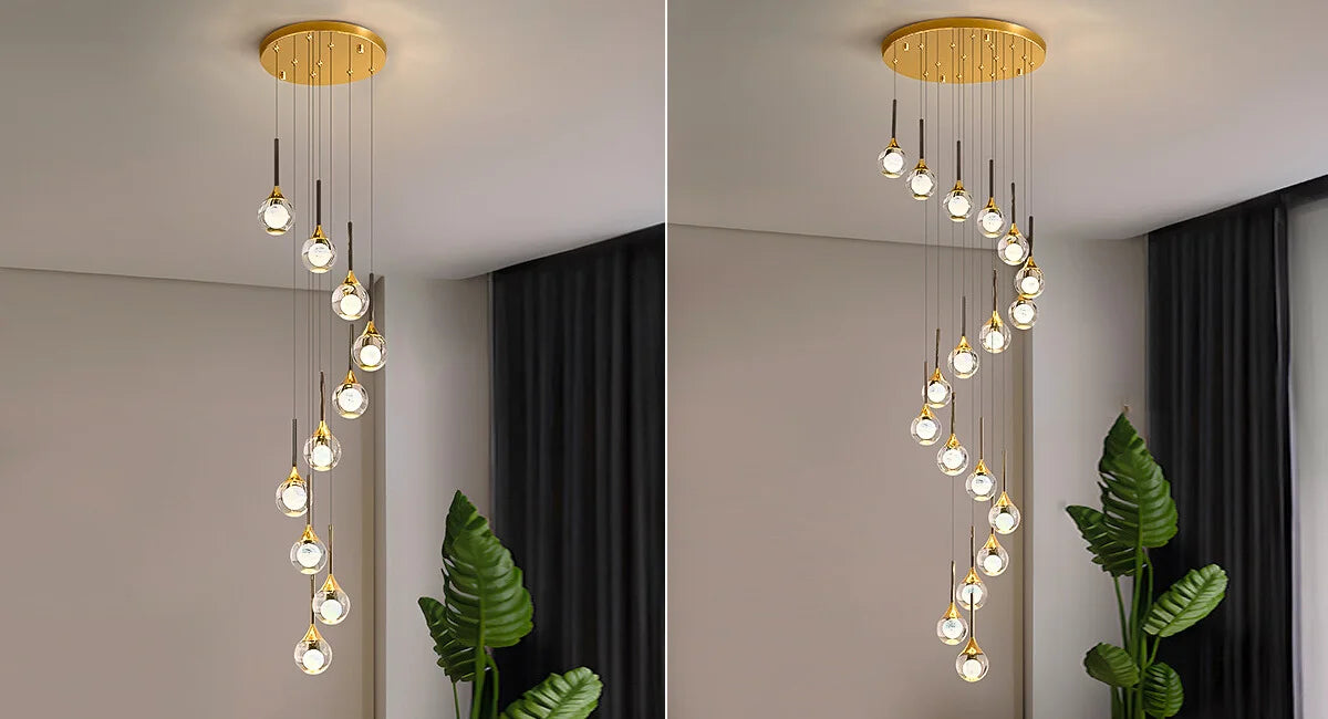 Galaxy Chandelier-Luxury Spiral Design Long Staircase/Entrance LED Chandelier-Real Shot