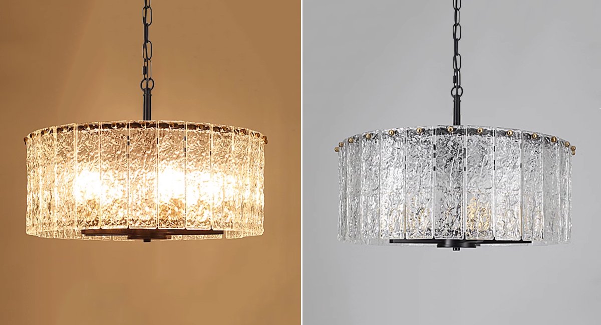 Glim Chandelier-Black Modern Glass Chandelier Lighting For Living Room Real Shot