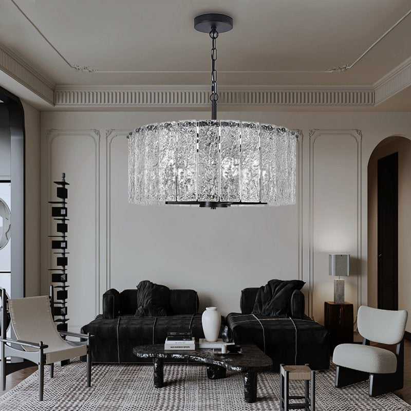Glim Chandelier-Black Modern Glass Chandelier Lighting For Living Room