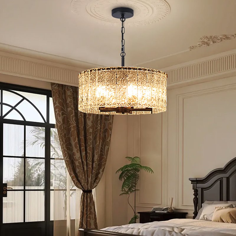 Glim Chandelier-Black Modern Glass Chandelier Lighting For Living Room