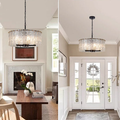 Glim Chandelier-Black Modern Glass Chandelier Lighting For Living Room