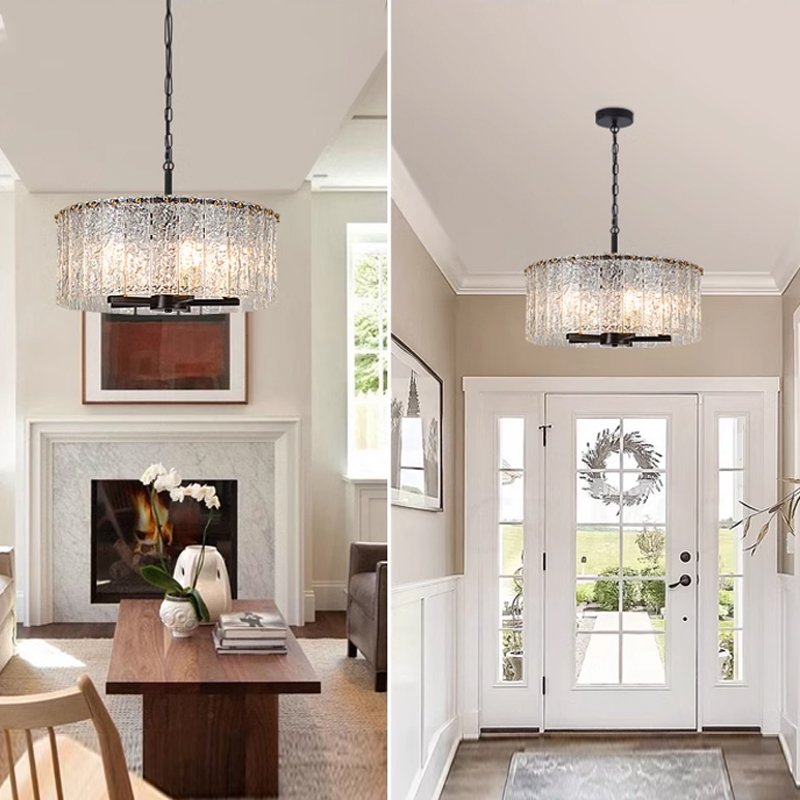 Glim Chandelier-Black Modern Glass Chandelier Lighting For Living Room
