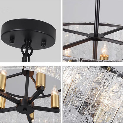 Glim Chandelier-Black Modern Glass Chandelier Lighting For Living Room-Metal Frame and Glass Detail