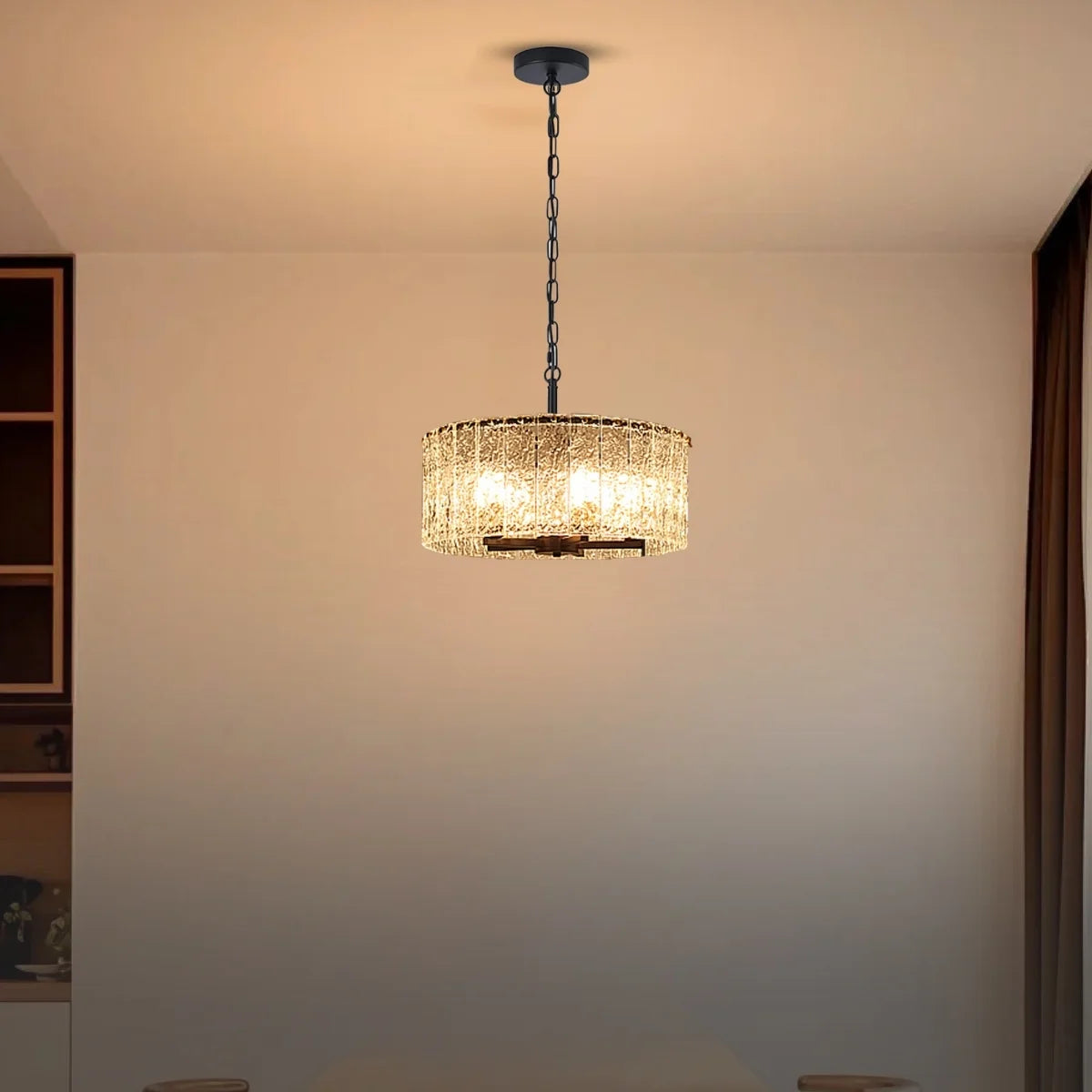 black and glass chandelier