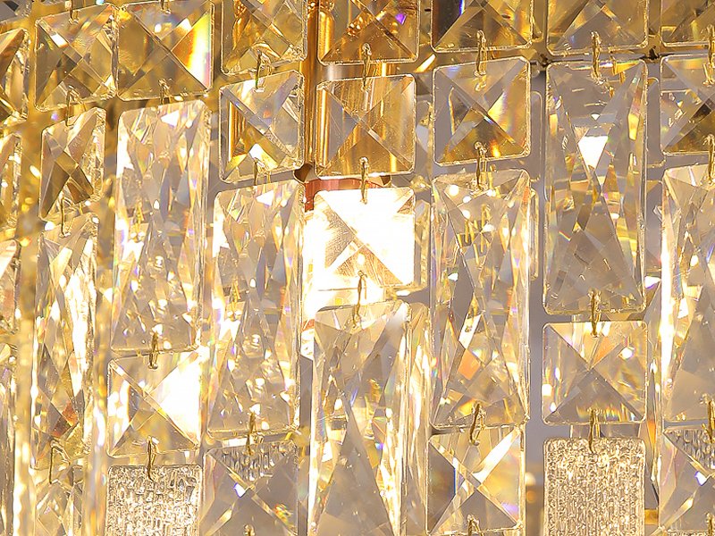 Glitz Chandelier-Modern Gold Crystal Hanging Lamp-Crystal Detail