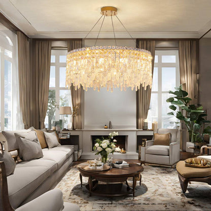 Glitz Chandelier-Modern Gold Crystal Hanging Lamp