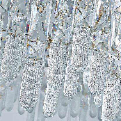 Glitz Chandelier-Modern Gold Crystal Hanging Lamp-Crystal Detail