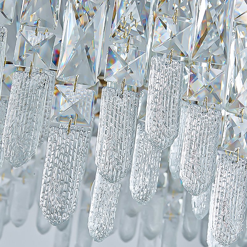 Glitz Chandelier-Modern Gold Crystal Hanging Lamp-Crystal Detail