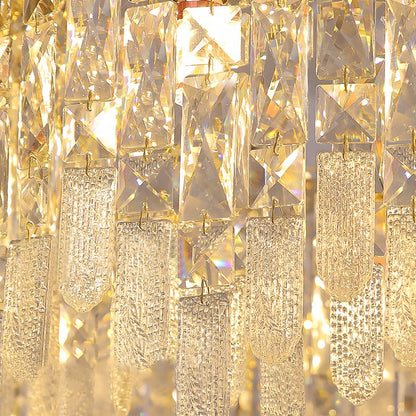 Glitz Chandelier-Modern Gold Crystal Hanging Lamp-Crystal Detail