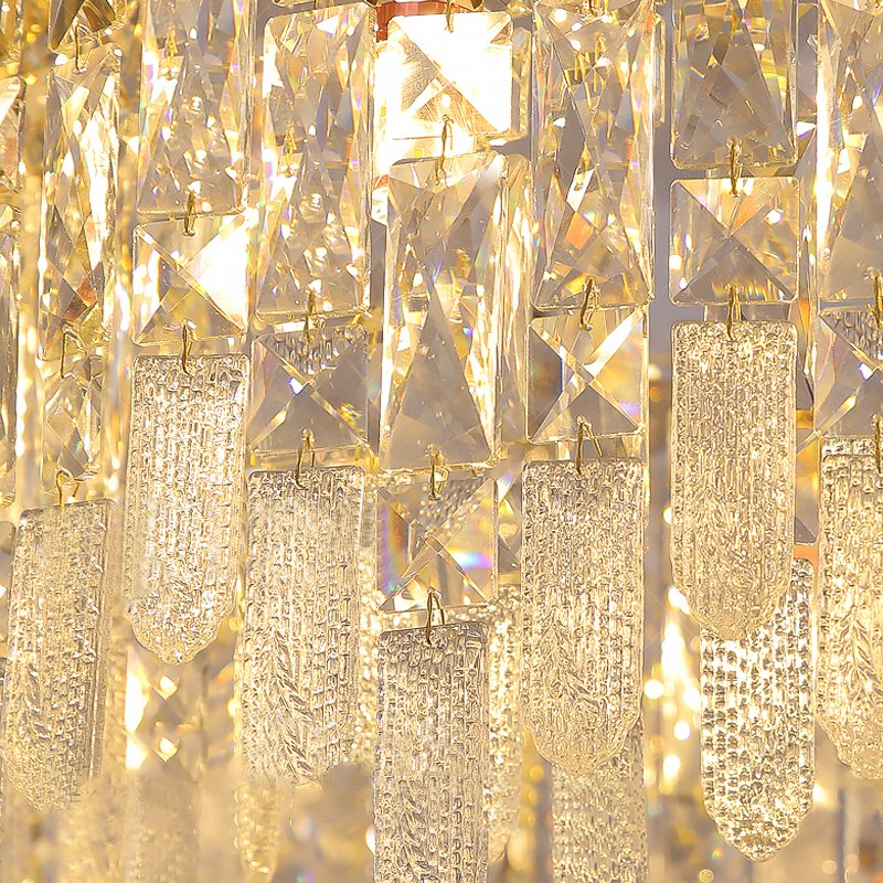 Glitz Chandelier-Modern Gold Crystal Hanging Lamp-Crystal Detail