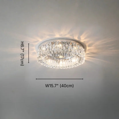 Glossy Round Crystal Ceiling Lamp for Living Room & Dining Room