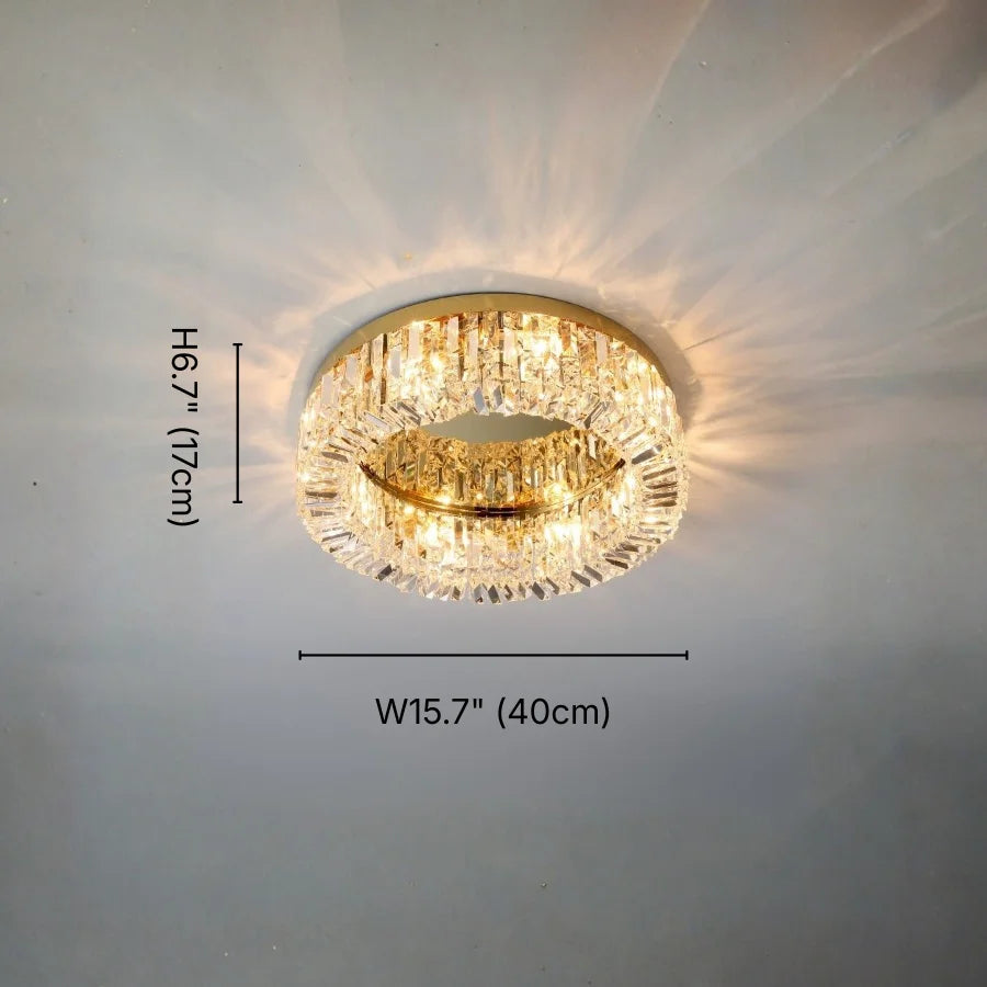Glossy Round Crystal Ceiling Lamp for Living Room & Dining Room