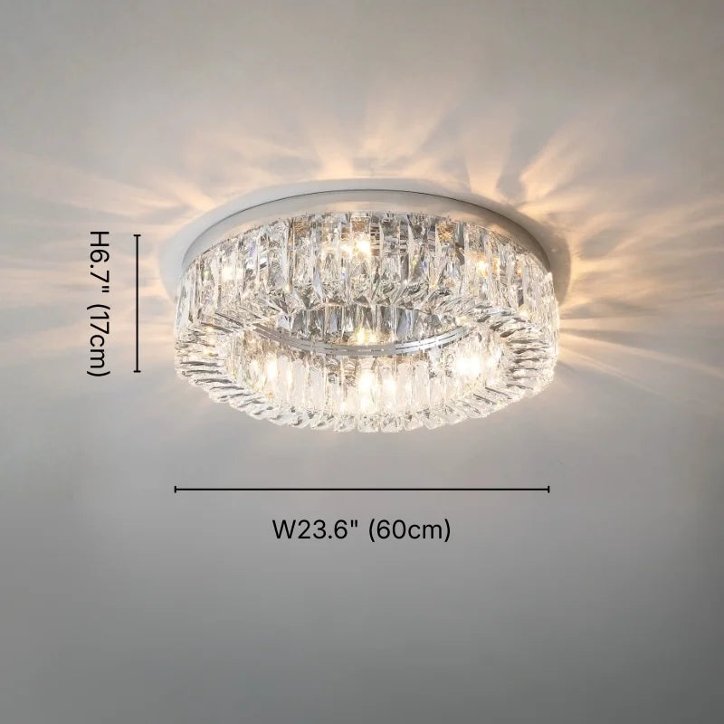 Glossy Round Crystal Ceiling Lamp for Living Room & Dining Room