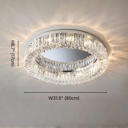 Glossy Round Crystal Ceiling Lamp for Living Room & Dining Room