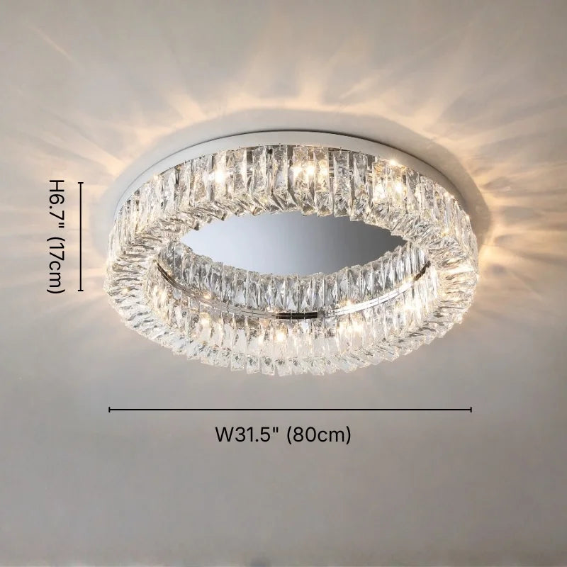 Glossy Round Crystal Ceiling Lamp for Living Room & Dining Room