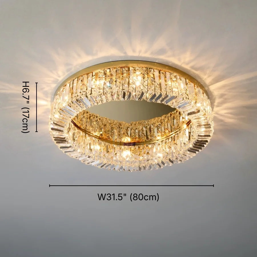 Glossy Round Crystal Ceiling Lamp for Living Room & Dining Room