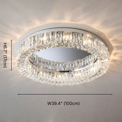 Glossy Round Crystal Ceiling Lamp for Living Room & Dining Room