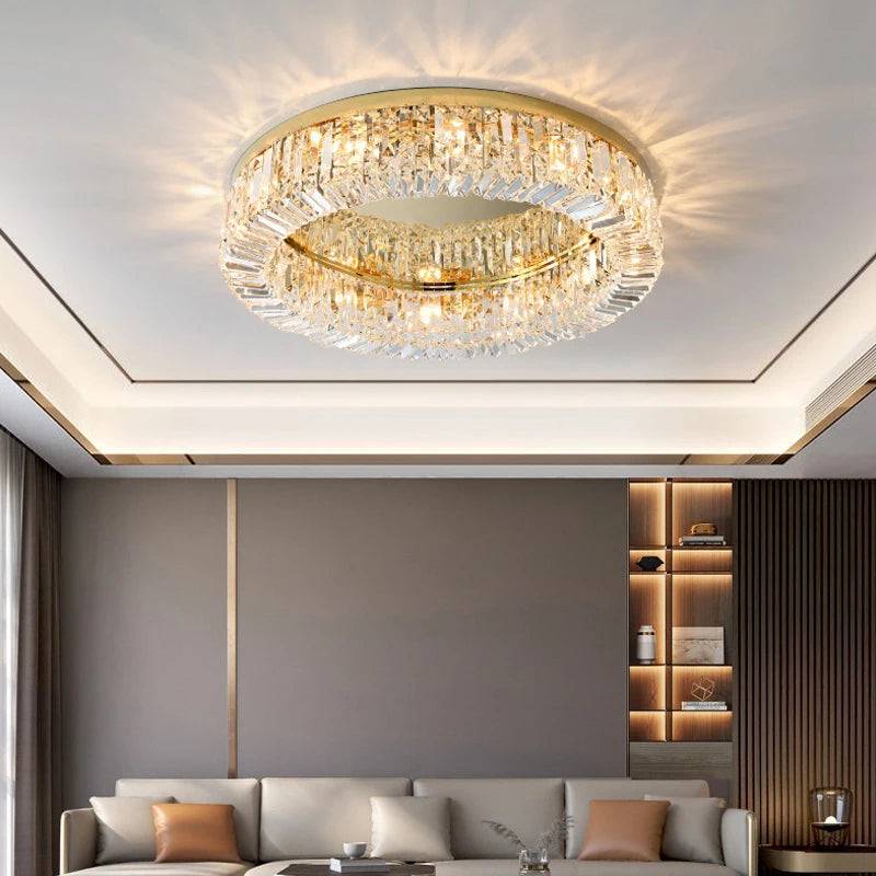 Glossy Ceiling Lamp-Modern Round Crystal Ceiling Lamp