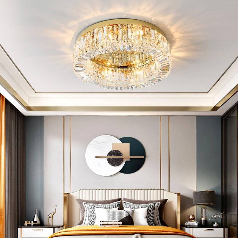 Glossy Ceiling Lamp-Modern Round Crystal Ceiling Lamp