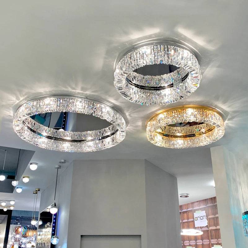 Glossy Ceiling Lamp-Modern Round Crystal Ceiling Lamp