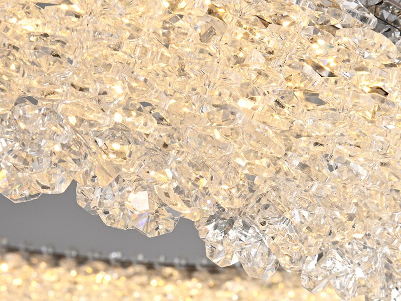 Halo Ceiling Light-Dimmable Modern Luxury Chrome LED Crystal Ceiling Light Crystal Detail
