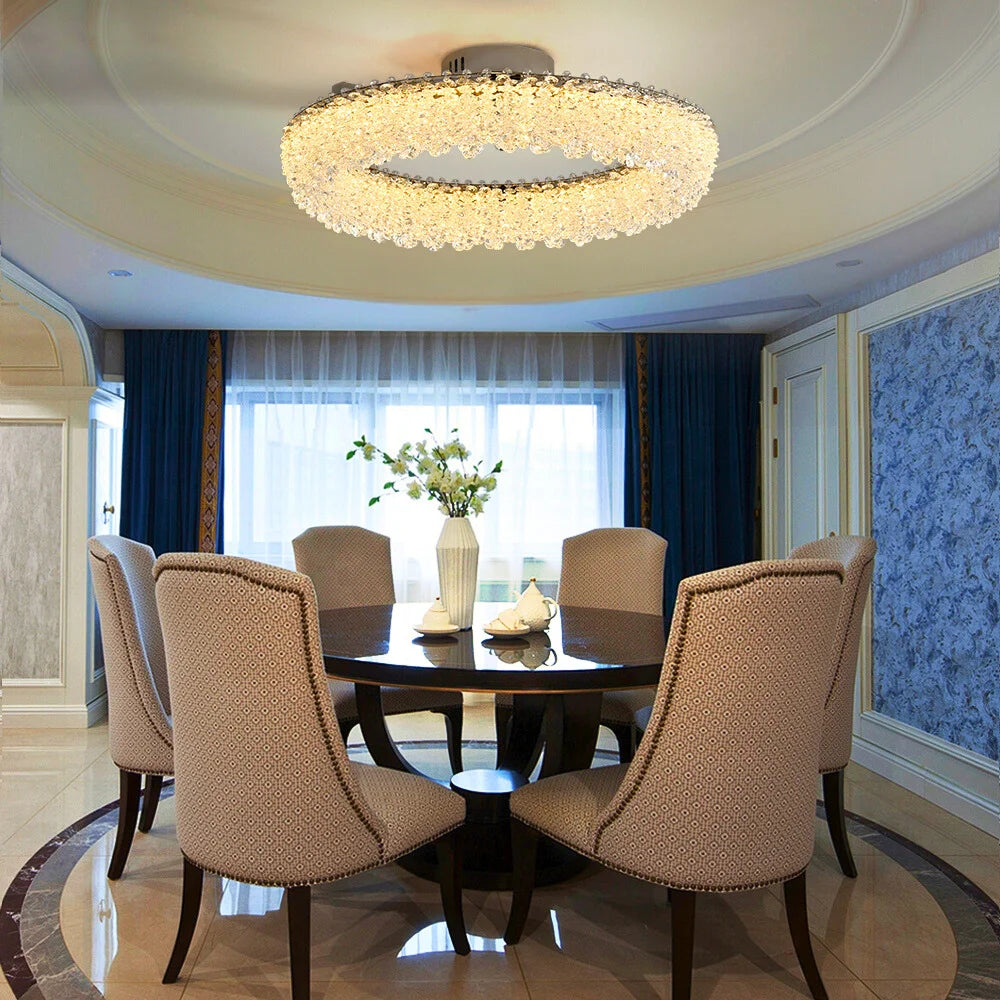 semi flush crystal ceiling light