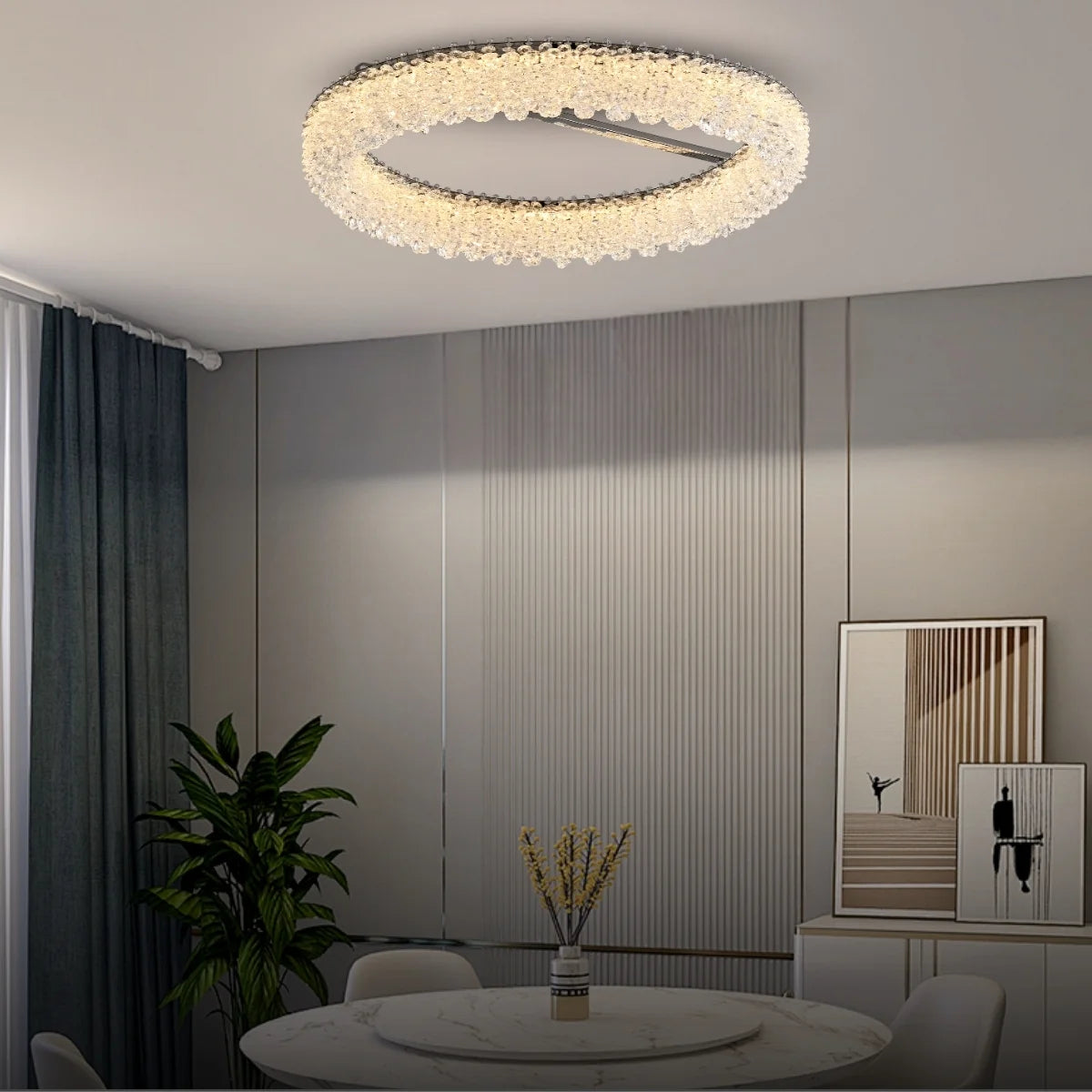 semi flush crystal ceiling light