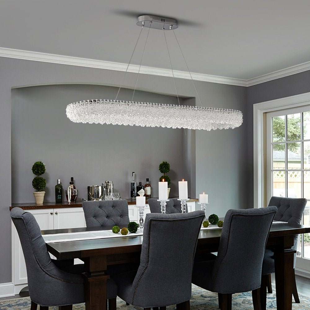 Halo Pendant Light-New Arrival Oval Crystal Pendant Light For Dining Room