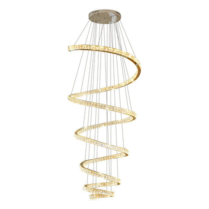 Helix Chandelier-Spiral-Shaped Large Crystal Staircase Chandelier