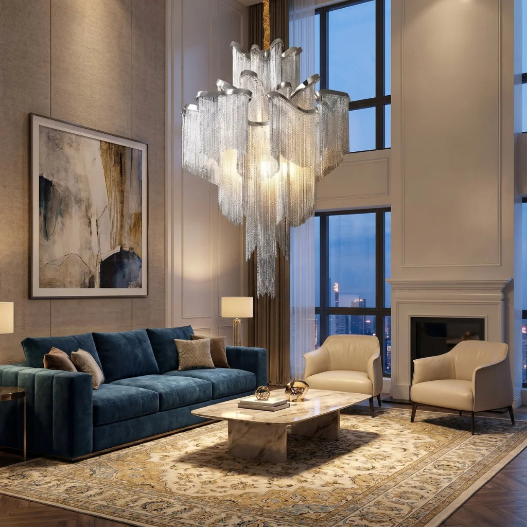 Luxury ceiling chandelier for upscale American home interiors